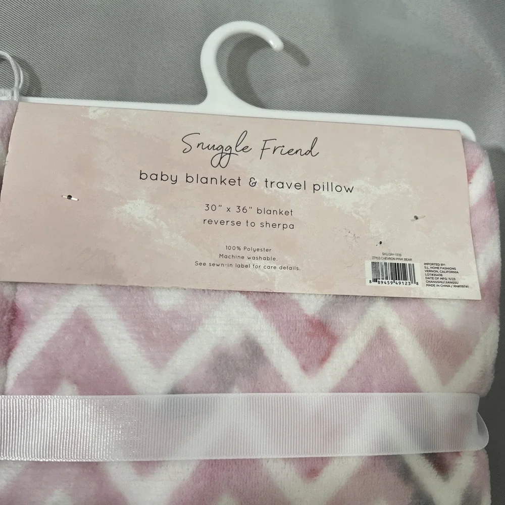 Cuddle Time Baby‎ Blanket Set Neck Rest Pink Soft Plush Sherpa